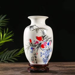 Jarrón de Cerámica De Pájaros Y Flores JIngdezhen