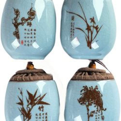 uego 4 Tarros de Cerámica China para Almacenamiento de Té o Especias
