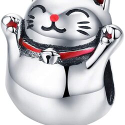 Abalorio de plata de ley 925 con Diseño de Gato Chino para Pulsera Pandora