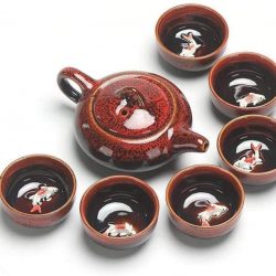 Juego de Té de Porcelana Pintada con Esmalte. Disponible en Varios Colores.