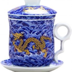 Taza De Té de Porcelana China Azul Y Blanca de Jingdezhen