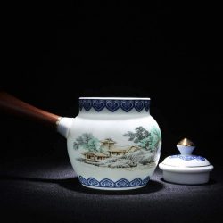 Tetera de Porcelana Azul y Blanca Pintada a Mano