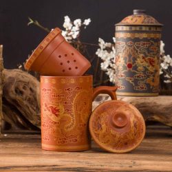 Taza de Té China de Arcilla Púrpura Dragón