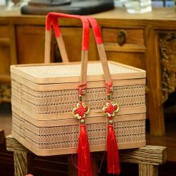 Cesta de Bambú de Artesanía Tradicional Estilo Chino