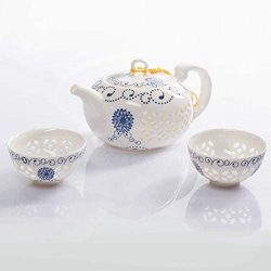 Exquisito Juego de Té de Porcelana China: Tetera + 2 Tazas