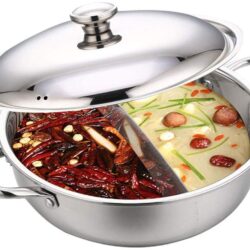 Cacerola China de Acero Inoxidable Hot Pot Wok con Tapa para Estufas de Gas, válida para inducción