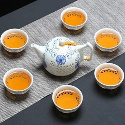 Juego de Té de Porcelana China Azul y Blanco