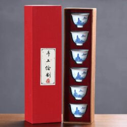 Juego 6 Tazas de Té de Porcelana China Blanca