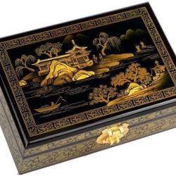 Joyero Chino de Madera y Laca - Paisaje Chino Antiguo