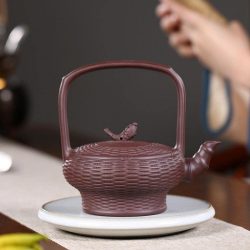 Tetera Arena Púrpura Cesta de Bambú