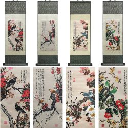 Pinturas de Rollo Seda Decoración de Pared Asiática 4 Colores