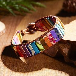 Pulsera de Chakras de 7 Colores Hecha a Mano con Cuentas de Piedra Natural