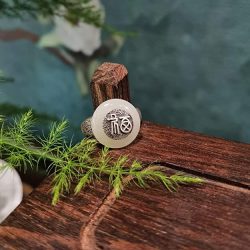 Anillo Mujer de Plata de Ley 925 Jade Chino de Hotan y Ágata Roja