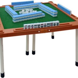 Mesa Plegable De Mahjong con 4 Portavasos Y 4 Bandejas