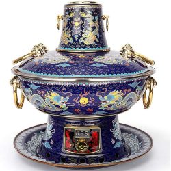 Olla Caliente de Cobre Cloisonne Eléctrica Hot Pot Eléctrico