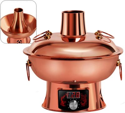 Hot Pot Tradicional Chino Eléctrico Olla de Cobre Eléctrica